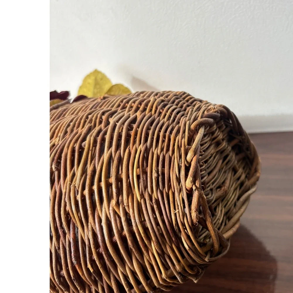 Autumn Silk Flower‎ Arrangement in Woven Wicker Basket Fall Wall Hanging